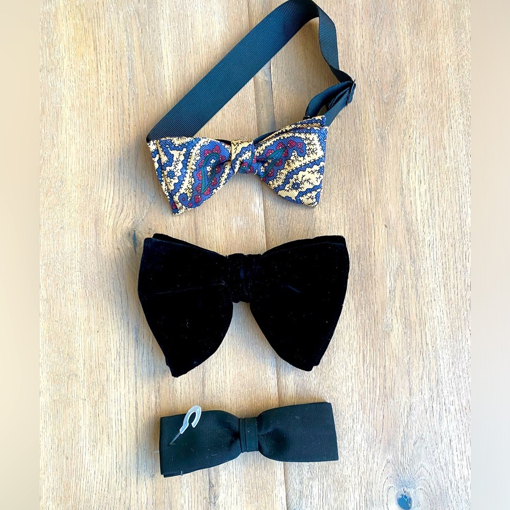 Three Bowties- One Silk, One Velvet & one polyester